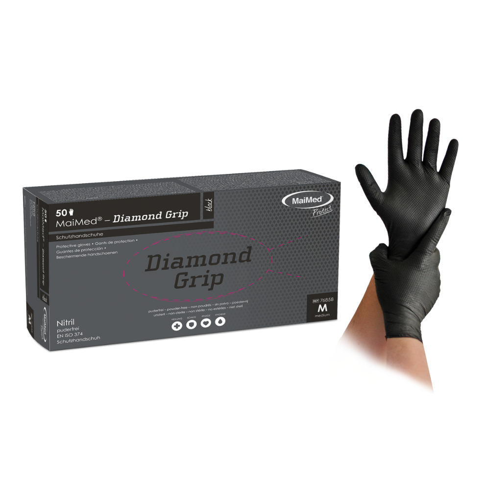 MaiMed Diamond Grip zwart nitril handschoen met doos