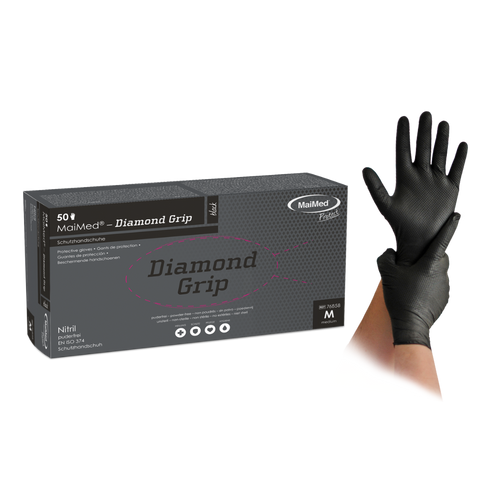 MaiMed Diamond Grip zwart nitril handschoen met doos